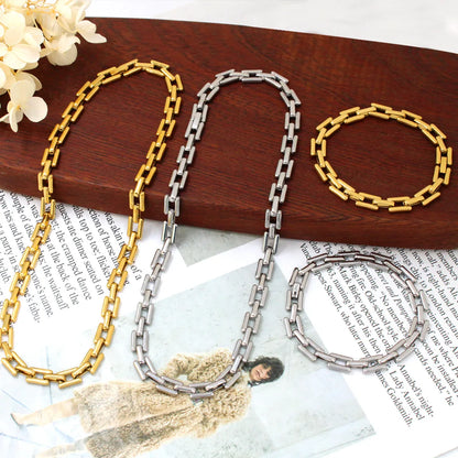 304 Stainless Steel 18K Gold Plated Vacation Solid Color Bracelets Necklace