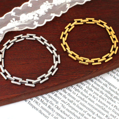 304 Stainless Steel 18K Gold Plated Vacation Solid Color Bracelets Necklace