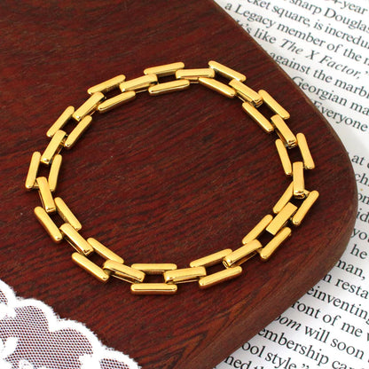 304 Stainless Steel 18K Gold Plated Vacation Solid Color Bracelets Necklace