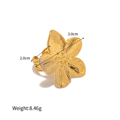 304 Stainless Steel 18K Gold Plated Vacation Sweet Plating Irregular Star Flower Open Rings