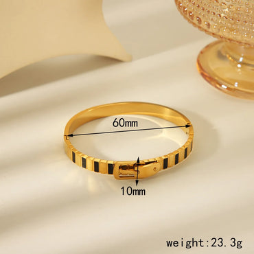 304 Stainless Steel 18K Gold Plated Vintage Style Classic Style Plating Geometric Belts Bangle