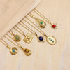 304 Stainless Steel 18K Gold Plated Vintage Style French Style Inlay Sun Oval Water Droplets Natural Stone