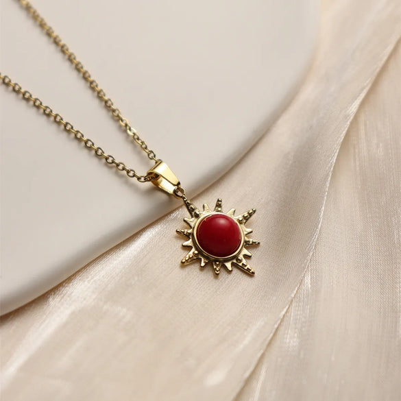 304 Stainless Steel 18K Gold Plated Vintage Style French Style Inlay Sun Oval Water Droplets Natural Stone