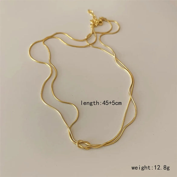 304 Stainless Steel 18K Gold Plated Vintage Style Simple Style Commute Knot Necklace