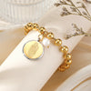 304 Stainless Steel 24K Gold Plated Sweet Classic Style Beaded Inlay Flower Pearl Bracelets