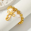 304 Stainless Steel 24K Gold Plated Sweet Classic Style Beaded Inlay Flower Pearl Bracelets