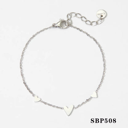 Wholesale Jewelry Modern Style Simple Style Heart Shape 304 Stainless Steel 316 Stainless Steel  No Inlaid 16K Gold Plated White Gold Plated Gold Plated Bracelets Anklet Necklace