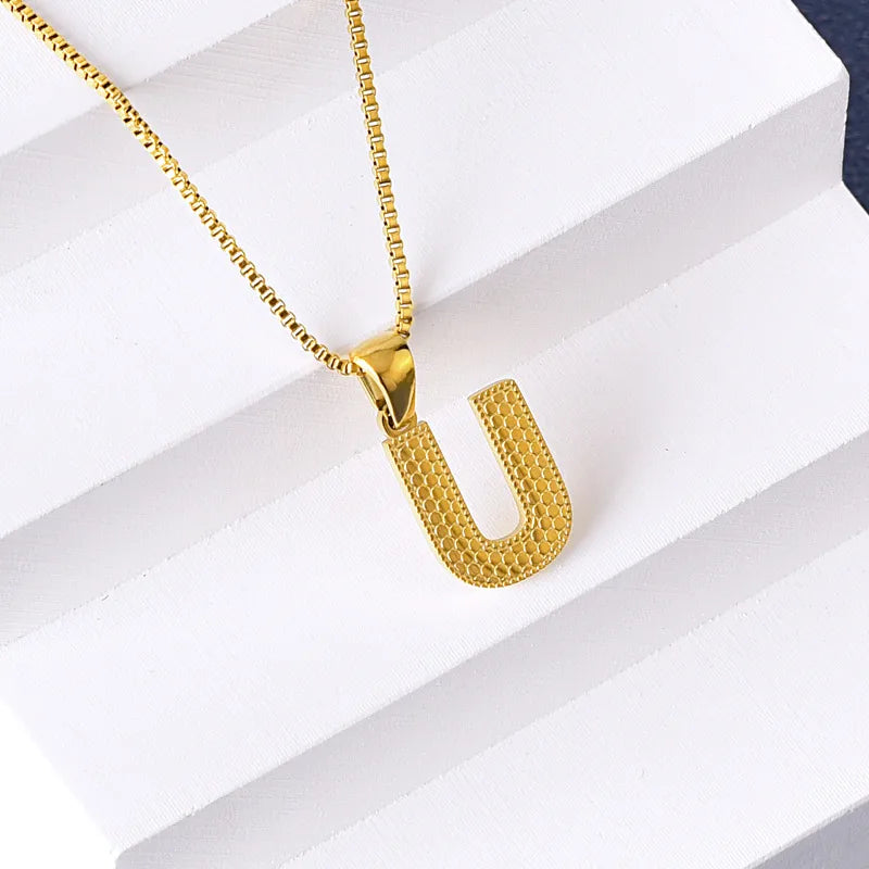 304 Stainless Steel 316 Stainless Steel  18K Gold Plated Basic Simple Style Classic Style Letter Pendant Necklace