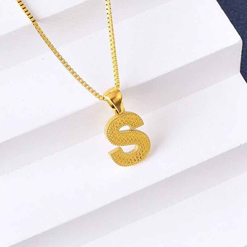 304 Stainless Steel 316 Stainless Steel  18K Gold Plated Basic Simple Style Classic Style Letter Pendant Necklace