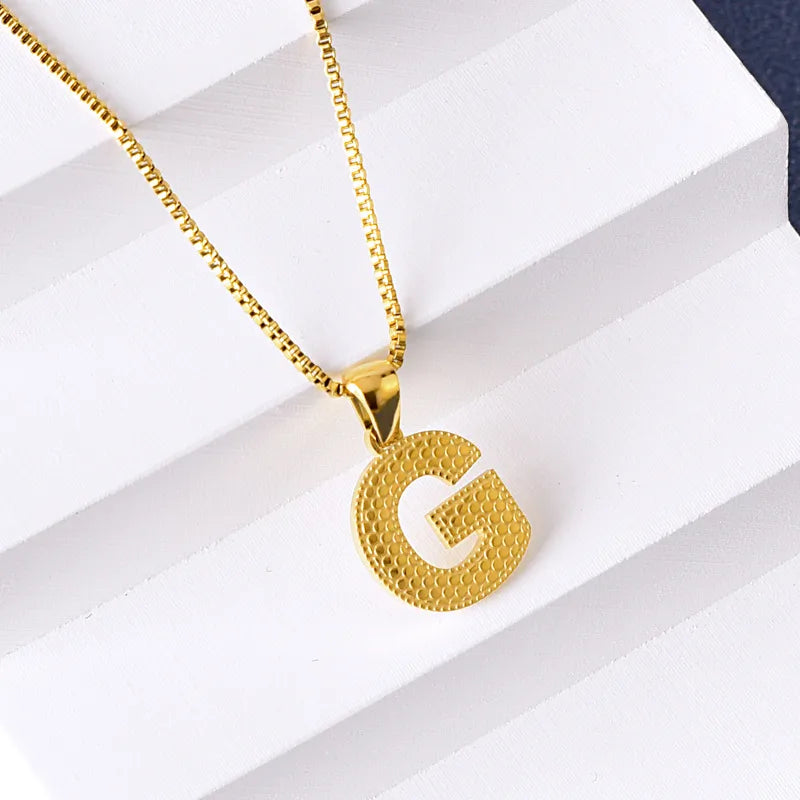 304 Stainless Steel 316 Stainless Steel  18K Gold Plated Basic Simple Style Classic Style Letter Pendant Necklace