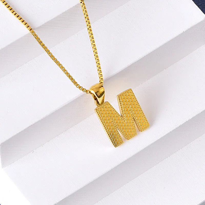 304 Stainless Steel 316 Stainless Steel  18K Gold Plated Basic Simple Style Classic Style Letter Pendant Necklace