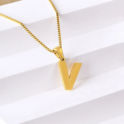 304 Stainless Steel 316 Stainless Steel  18K Gold Plated Basic Simple Style Classic Style Letter Pendant Necklace