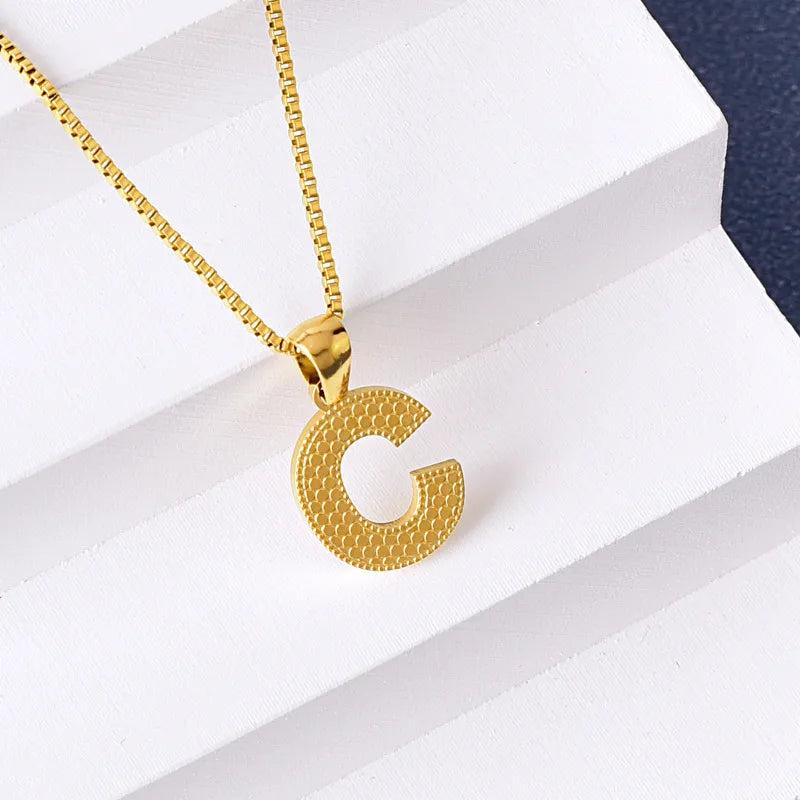 304 Stainless Steel 316 Stainless Steel  18K Gold Plated Basic Simple Style Classic Style Letter Pendant Necklace