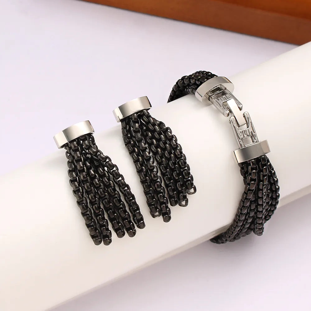 304 Stainless Steel 316 Stainless Steel  18K Gold Plated Tassel Geometric Bracelets Earrings