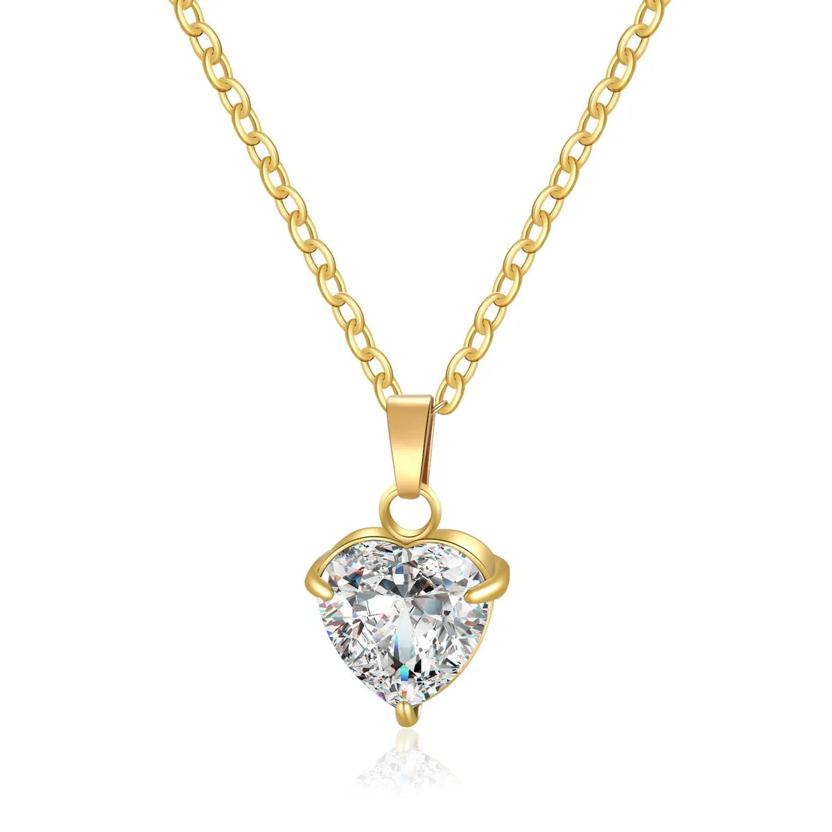 304 Stainless Steel 316 Stainless Steel  Simple Style Classic Style Inlay Heart Shape Zircon Pendant Necklace