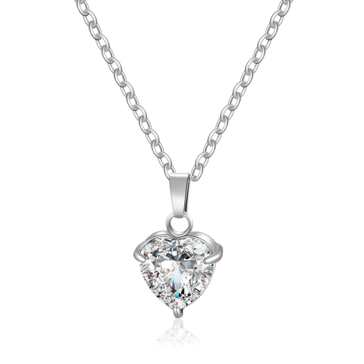 304 Stainless Steel 316 Stainless Steel  Simple Style Classic Style Inlay Heart Shape Zircon Pendant Necklace