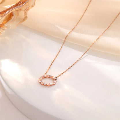 304 Stainless Steel Sterling Silver Vacuum Plating Artificial Gemstones Shell Cable Chain Inlay Round Necklace