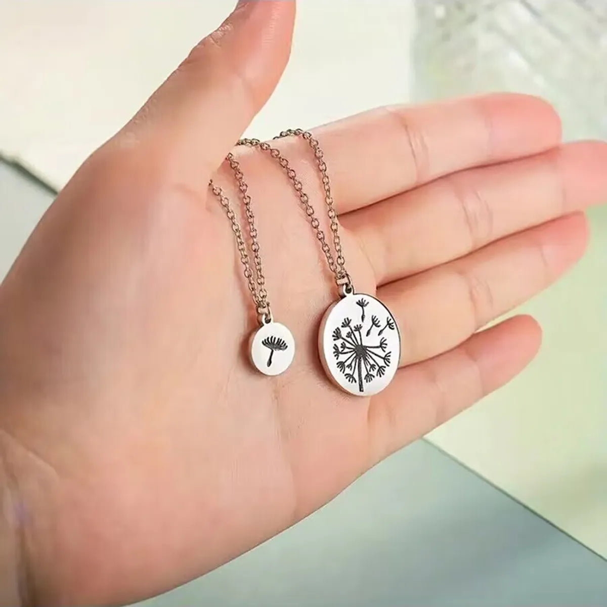 Wholesale Jewelry Basic Modern Style Classic Style Round Dandelion 304 Stainless Steel Silver Plated Pendant Necklace