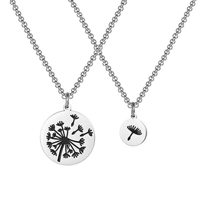 Wholesale Jewelry Basic Modern Style Classic Style Round Dandelion 304 Stainless Steel Silver Plated Pendant Necklace