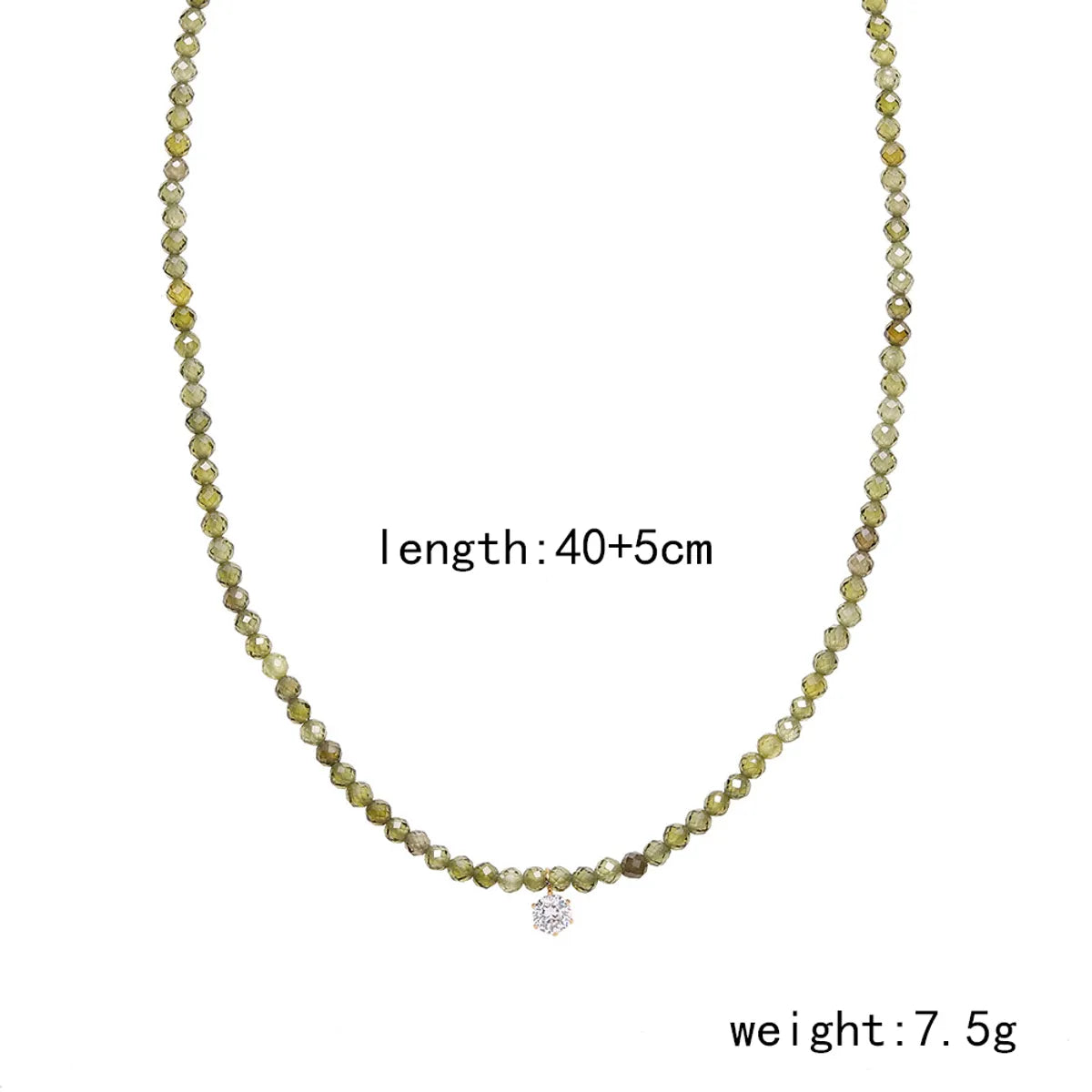 304 Stainless Steel Beaded 18K Gold Plated Simple Style Commute Inlay Round Zircon Pendant Necklace