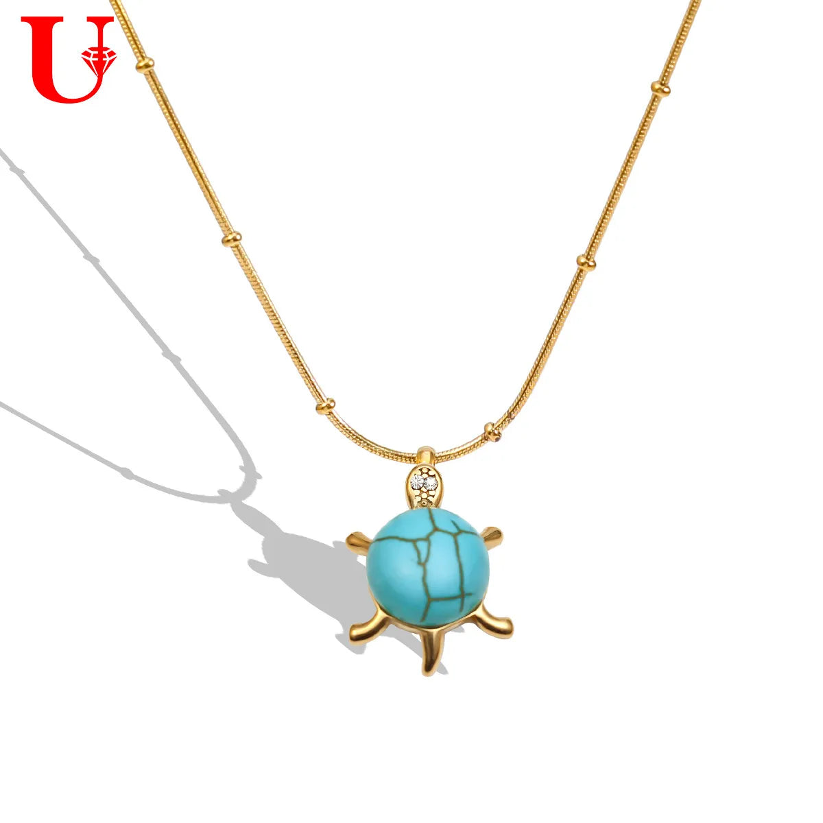 304 Stainless Steel Casual Cute Plating Tortoise Natural Stone Pendant Necklace