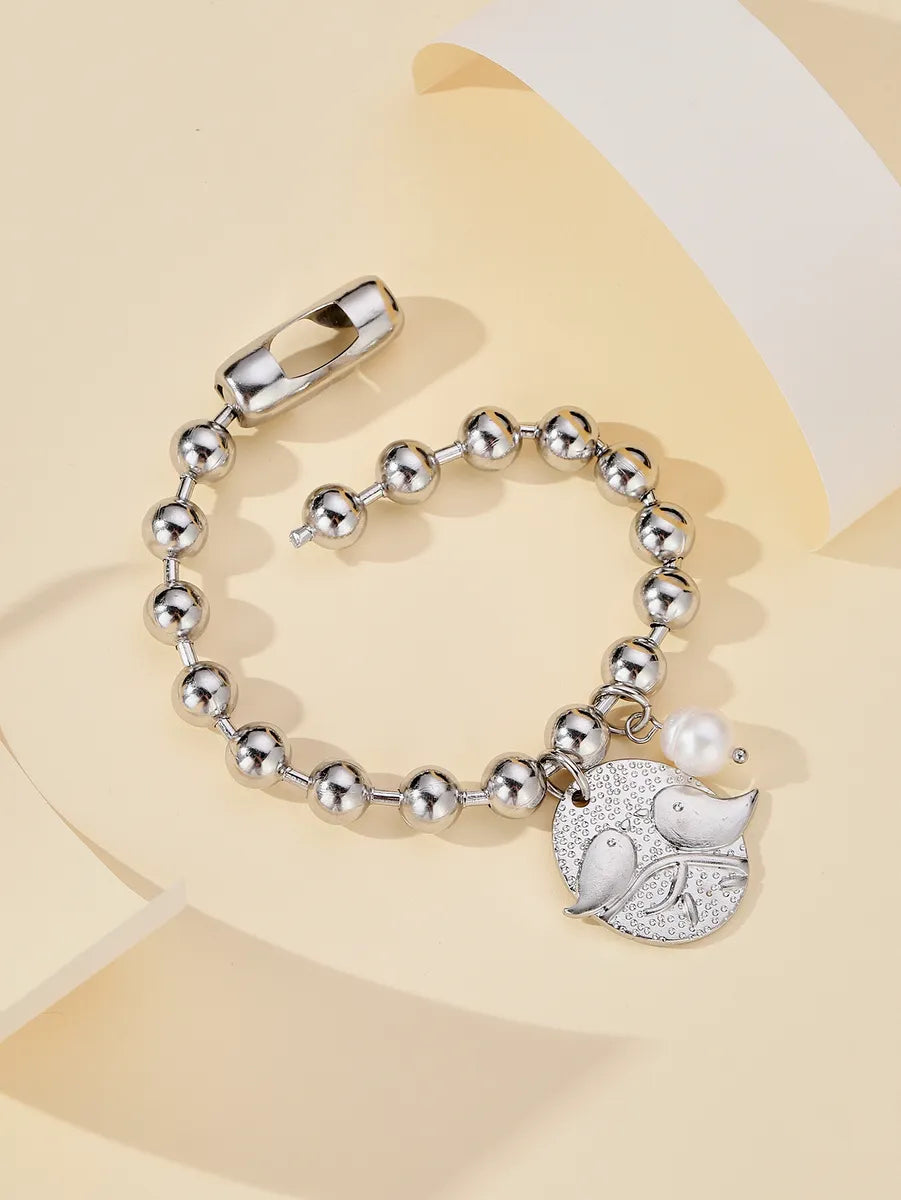 304 Stainless Steel Casual Hip-Hop Carving Heart Shape Smile Face Flower Pearl Bracelets