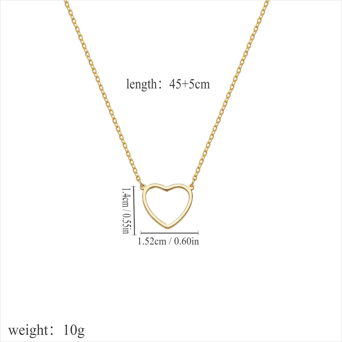 304 Stainless Steel Casual Modern Style Simple Style Heart Shape Pendant Necklace