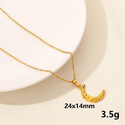 304 Stainless Steel Casual Simple Style Hollow Out Star Moon Pendant Necklace