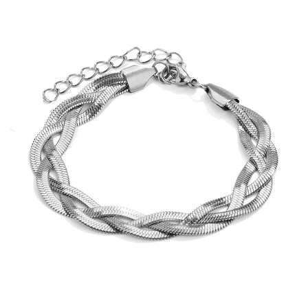 304 Stainless Steel Casual Simple Style Plating Braid Geometric Bracelets Necklace