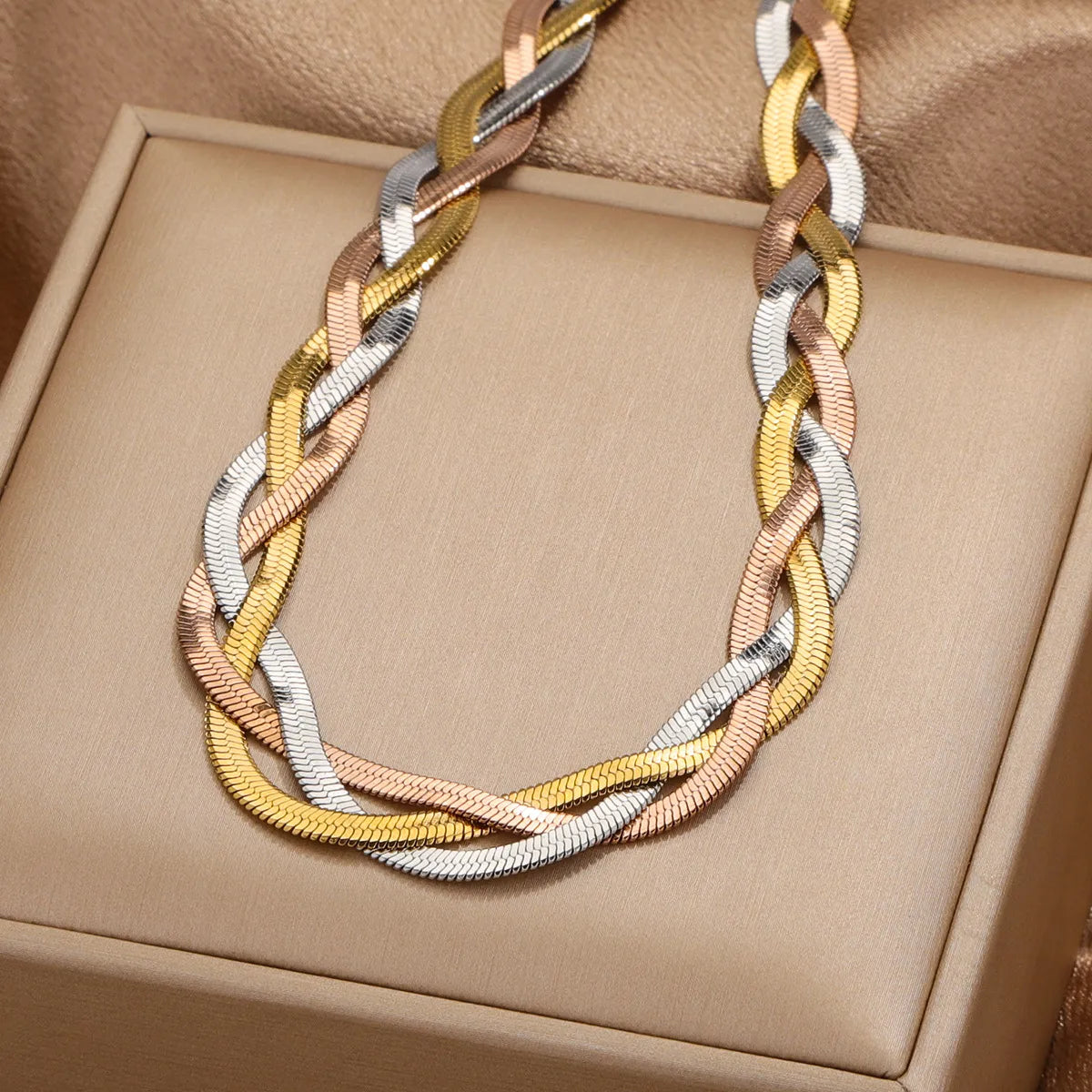 304 Stainless Steel Casual Simple Style Plating Braid Geometric Bracelets Necklace