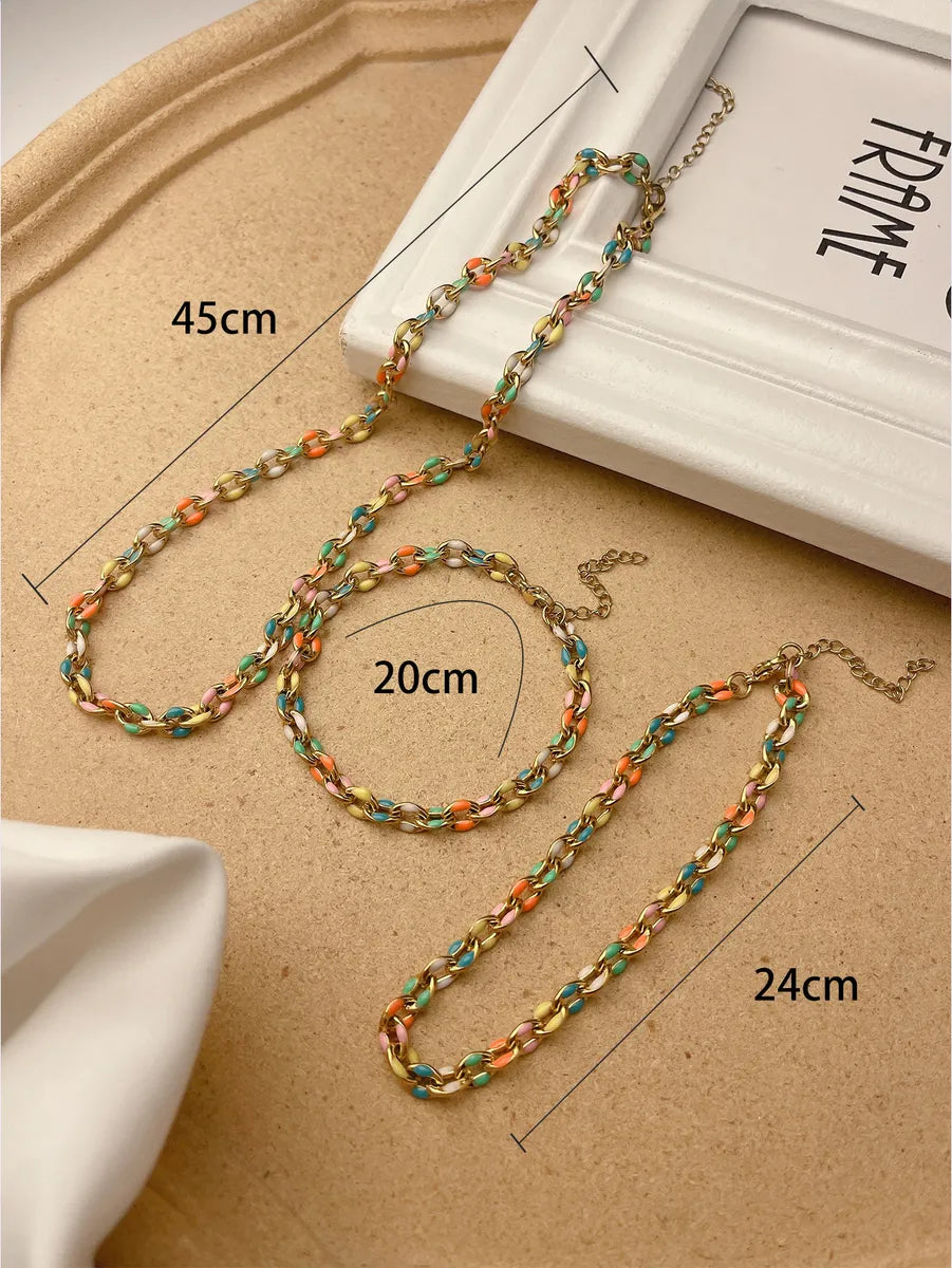 304 Stainless Steel Casual Simple Style Plating Geometric Bracelets Anklet Necklace