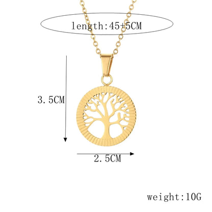 304 Stainless Steel Casual Simple Style Plating Life Tree Pendant Necklace