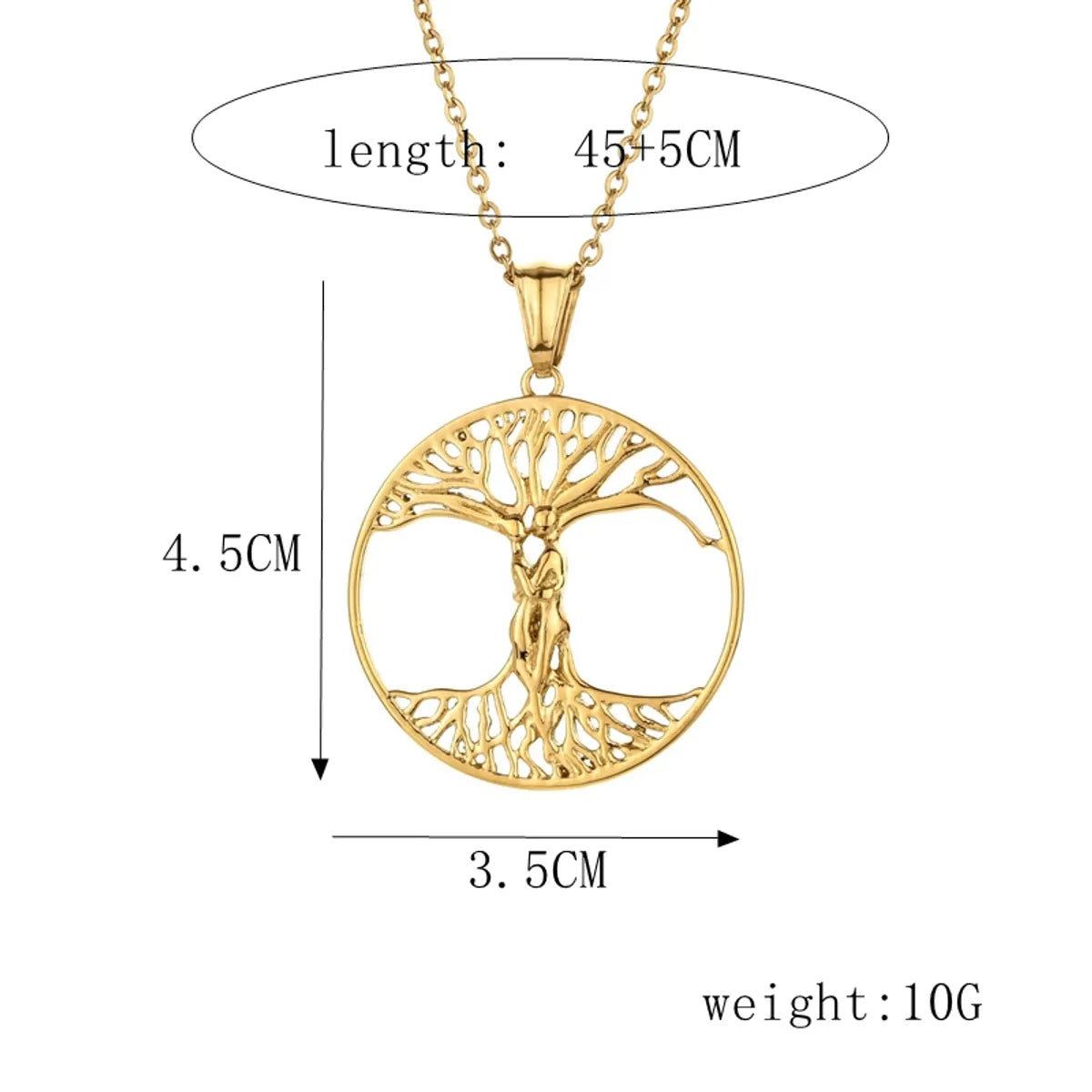 304 Stainless Steel Casual Simple Style Plating Life Tree Pendant Necklace