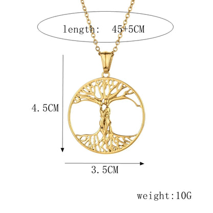 304 Stainless Steel Casual Simple Style Plating Life Tree Pendant Necklace