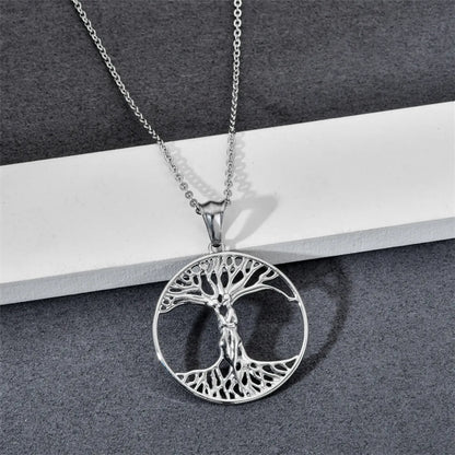 304 Stainless Steel Casual Simple Style Plating Life Tree Pendant Necklace