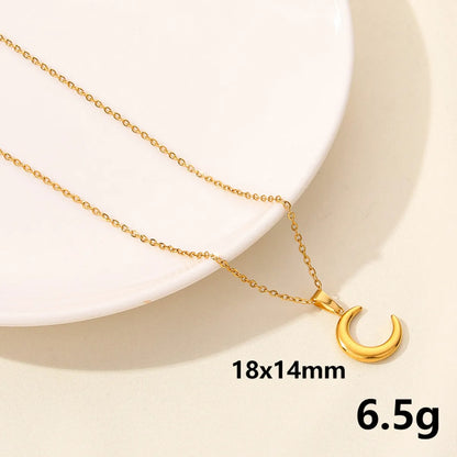 304 Stainless Steel Casual Simple Style Plating Sun Moon Heart Shape Pendant Necklace