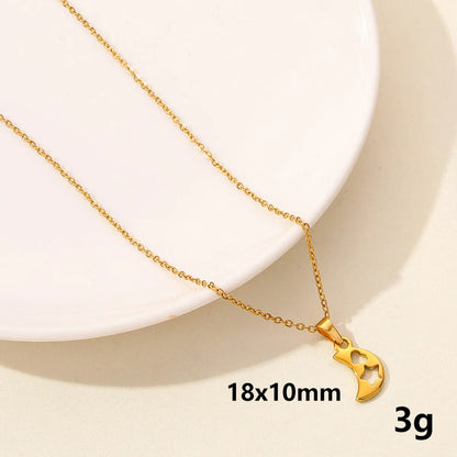 304 Stainless Steel Casual Simple Style Plating Sun Moon Heart Shape Pendant Necklace