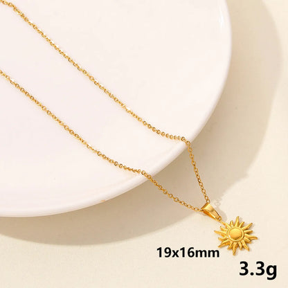 304 Stainless Steel Casual Simple Style Plating Sun Moon Heart Shape Pendant Necklace