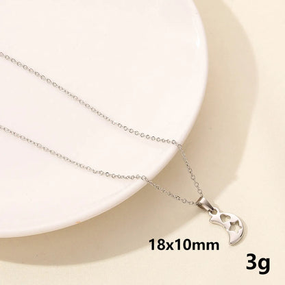 304 Stainless Steel Casual Simple Style Plating Sun Moon Heart Shape Pendant Necklace