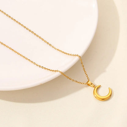 304 Stainless Steel Casual Simple Style Plating Sun Moon Heart Shape Pendant Necklace