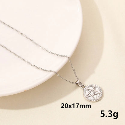 304 Stainless Steel Casual Simple Style Plating Sun Star Moon Pendant Necklace