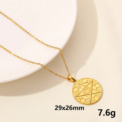 304 Stainless Steel Casual Simple Style Plating Sun Star Moon Pendant Necklace