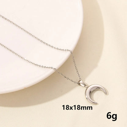 304 Stainless Steel Casual Simple Style Plating Sun Star Moon Pendant Necklace