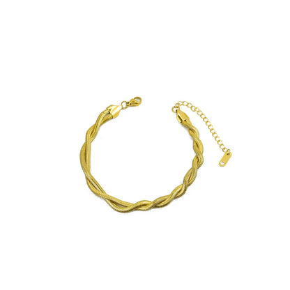 Wholesale Jewelry Casual Simple Style Twist 304 Stainless Steel 18K Gold Plated Plating Bracelets Necklace Jewelry Set