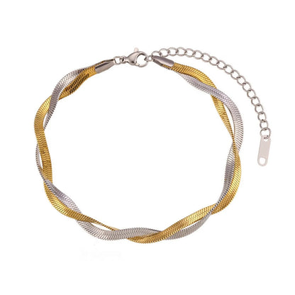 Classic Style Cool Style Solid Color 304 Stainless Steel 18K Gold Plated Bracelets In Bulk