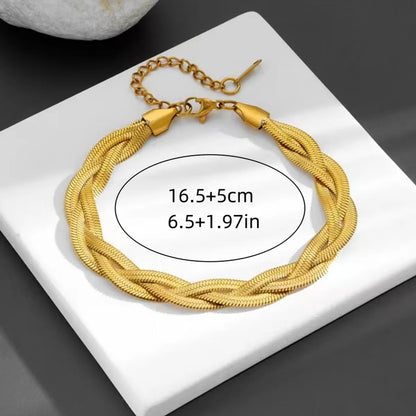 Classic Style Cool Style Solid Color 304 Stainless Steel 18K Gold Plated Bracelets In Bulk