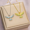 Wholesale Basic Modern Style Classic Style Eagle 304 Stainless Steel Copper 18K Gold Plated Zircon Pendant Necklace