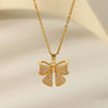 304 Stainless Steel Copper 18K Gold Plated Casual Vintage Style Dreamcatcher Heart Shape Bow Knot Pendant Necklace