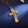 Wholesale Classic Style Cross 304 Stainless Steel Copper Inlay 18K Gold Plated Zircon Pendant Necklace