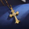 Wholesale Classic Style Cross 304 Stainless Steel Copper Inlay 18K Gold Plated Zircon Pendant Necklace